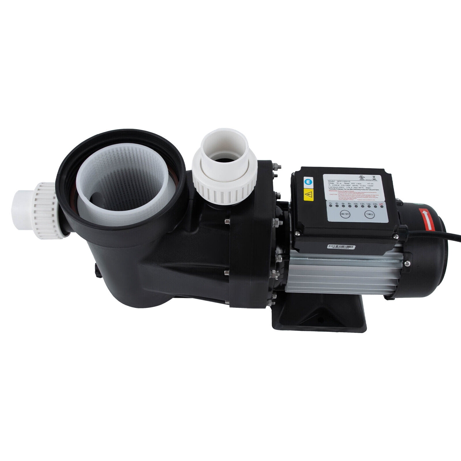 1.5 HP Ground Pool Pump, Black 1100W Powerful Self Primming Swimming Pool Pumps, Pool Pump with Timer Floor Mount