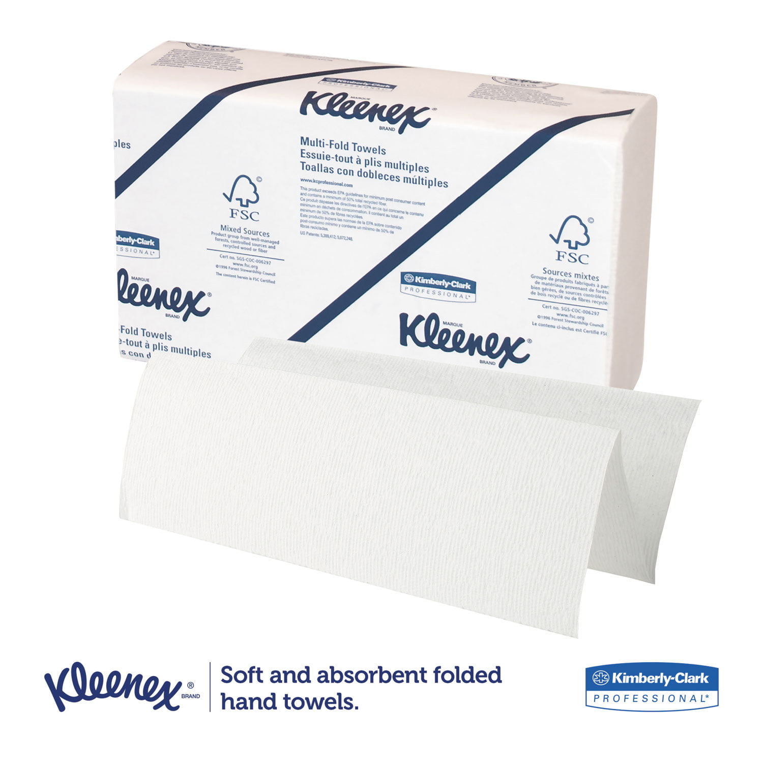 Kleenex Multi-Fold Paper Towels, Convenience, 9.2 x 9.4, White, 150/Pk, 8 Packs/Carton - 2