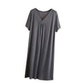 thumbnail image 2 of NominalSnug Nightgowns for Women Short Sleeve Sleepshirts Casual V Neck Nightgowns Loose Casual Sleepwear, 2 of 8