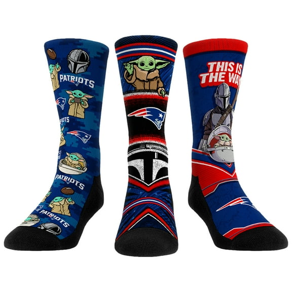 Unisex Rock Em Socks New England Patriots 3-Pack Mandalorian Crew Socks