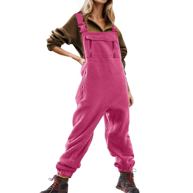 Gibobby Mono Corto Informal Monos para mujer, baberos y tirantes ajustables con pantalones cálidos de esquí de invierno(Rosa, XL)