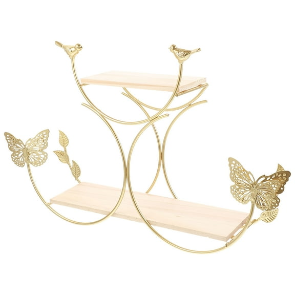 WORGEOUS 1pc Iron Wall-mounted Storage Rack Sundries Holder Nordic Wall Shelf (Golden)