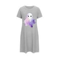 thumbnail image 4 of Abomasnow Womens Halloween Nightgown Casual Summer Fall Crewneck Short Sleeve T Shirt Deess Soft Loose Print Tunic Shirt Pajamas Sleepwear on Clearance, 4 of 4