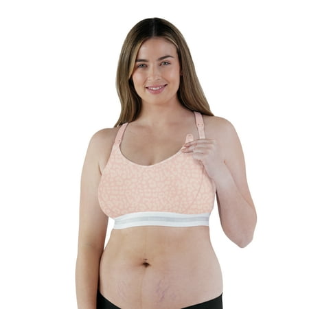 BRAVADO! DESIGNS Women s Original Sleep Nursing Bra  Full Cup Maternity Bra for Breastfeeding  Pink Leopard  Medium