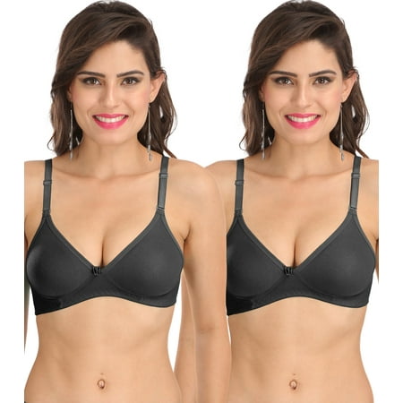 

Ossirrio Women s Everyday Non Padded Non Wired 3/4th Coverage T-Shirt Bra with Free Transparent Strap Black