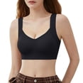 thumbnail image 5 of Pullover Wireless Bras for Women, Full Coverage Scoop Neck Underwear, Wide Shoulder Straps Design, Breathable Comfort Bralette | VerBelle,Black XL, 5 of 6