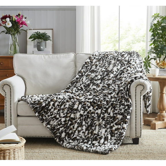 Nanshing Allea Plush Throw Blanket, Black White, 50" x 60"