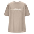 thumbnail image 4 of Women Summer Tops Women's Oversized Letter Print Crew Neck Short Sleeve Tops T Shirt Short Sleeve Casual Loose Blouse Sport Summer Casual Shirt Top Women V Neck Tee Pack Extra Long Violet Khaki 2XL, 4 of 4