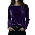 thumbnail image 2 of Roncen Chandails en Molleton en Velours pour Femmes Col Rond Manches Longues Décontracté Chandail Doux Chaud Hauts en Velours Hiver Printemps, 2 of 7