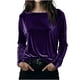 thumbnail image 2 of Karight Velvet Tops for Women Long Sleeve Crew Neck Tshirts Casual Loose Fit Tunic Blouses Elegant Party Dressy Outfits, 2 of 5