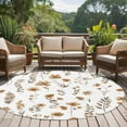 thumbnail image 4 of Round Area Rugs Collection 6 Ft, Brown Spring Floral Non-Slip Residential Carpet, Flowers Leaves Elegant Pastoral Indoor Crawling Mats Runner Rugs for Living Room/Dining Room/Bedroom, 4 of 8