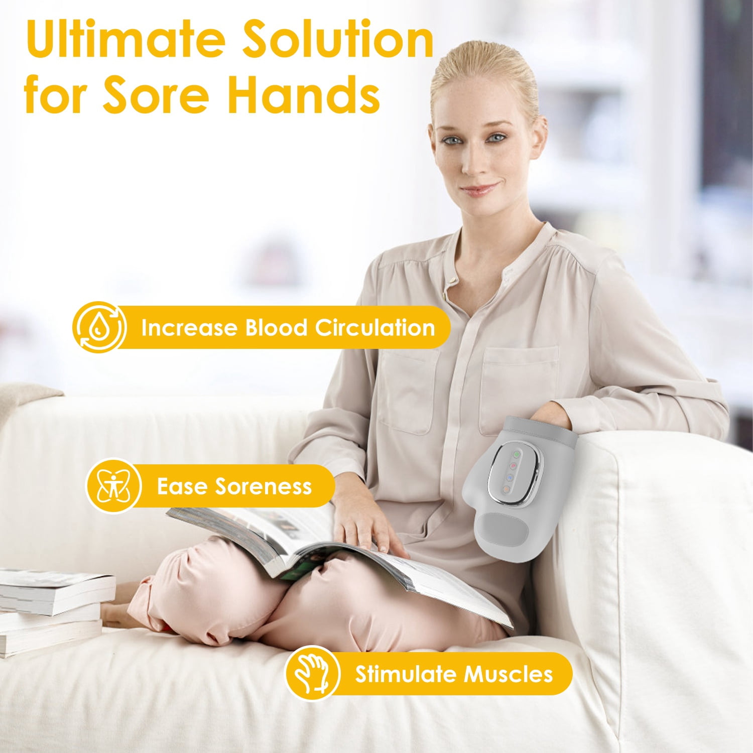 Cordless Hand Massager with 14 Airbags, 3 Massage Modes 5 Intensity Levels 3 Heat Levels for Arthritis Carpal Tunnel Relief,Cordless Hand Massage Tool for Arthritis Carpal Tunnel Pain