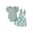 thumbnail image 2 of Musuos Baby Girls Shorts Set, 0-18M Short Sleeve Romper with Flower Print Adjustale Suspender Shorts Newborn Girls Cute Summer Outfit, 2 of 10