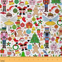 Homewish Kawaii Princess Kids Fabric by the Yard 1 Yard, Cute Santa Claus Room Decor Fabric by the Yard, Cartoon Gingerbread Man Sewing Fabric, Microfiber Bedroom Decor