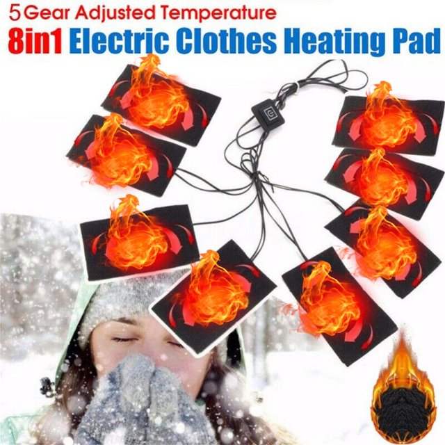 Fiudx Almohadilla Térmica Usb, Chaleco Térmico 8 En 1, Temperatura Ajustable En 5 Niveles, Alimentación Por Usb, Ligero, Ideal para Actividades Invernales Al Aire Libre, Ideal para Climas Fríos, Tama