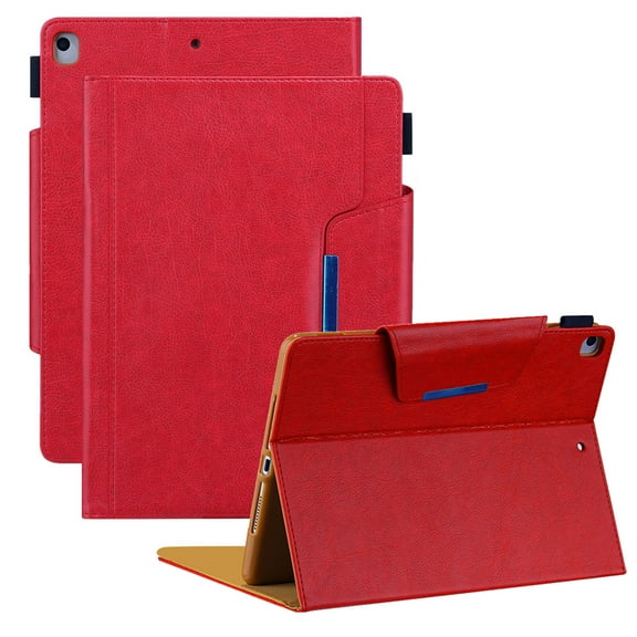 Allytech Case for Apple iPad 6th 5th Gen/ iPad Air 1 2, Multi Angle Stand Document Pocket Business Type Folio Flip Auto Sleep Wake Shockproof Case Cover Compatible with Keyboard, Red