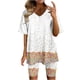 thumbnail image 2 of ICHUANYI Clearance Women Fashion V-Neck Blouse Short Sleeve Tops Shorts Casual Suit Sets(White, M) ICHUANYI WER2023080814754, 2 of 4