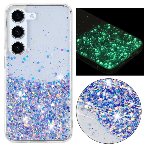 Fluorescent Case for Samsung Galaxy S24, Luxury Glitter Glow in The Darkness Noctiluncent Back Cover Luminous Shining Shockproof Protective Slim Phone Case for Samsung Galaxy S24, Purple