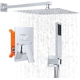 thumbnail image 3 of Bathroom Shower Faucet Rain Shower Head with Handheld Spray，Brass Shower Valve Trim Kit，Wall Mounted Square Rain Shower System (Brushed Gold), 3 of 4