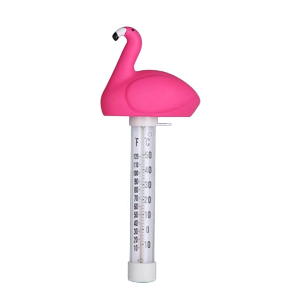 Termómetro de piscina flotante portátil de fácil lectura, medidor de temperatura del agua para bebés Flamenco