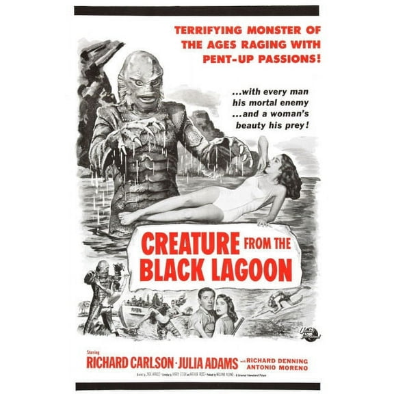 Poster Time Creature From The Black Lagoon Movie Poster 11in x 17 in 11x17 poster Color Category: Multi, Unframed, Ages: Adults, Rectangle