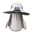 thumbnail image 2 of Sombrero solar de ventilador solar al aire libre con cubierta de cuello cara cómoda protección solar recargable Sombrero solar para hombres Capa de Gris claro, 2 of 8