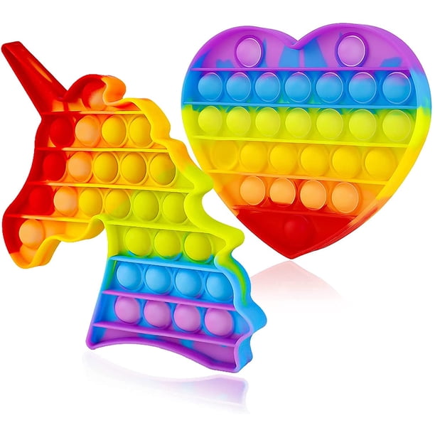Push Pop Bubble Fidget, Popit Popper Popit?S It Popitz Figetget Sensory Popping It?S Popits Ansiedad Alivio del estrés Figut A Fidgetoys para niños Rainbow Mouse Unicornio (Corazón de mariposa rosa) Xemadio WMCH-267