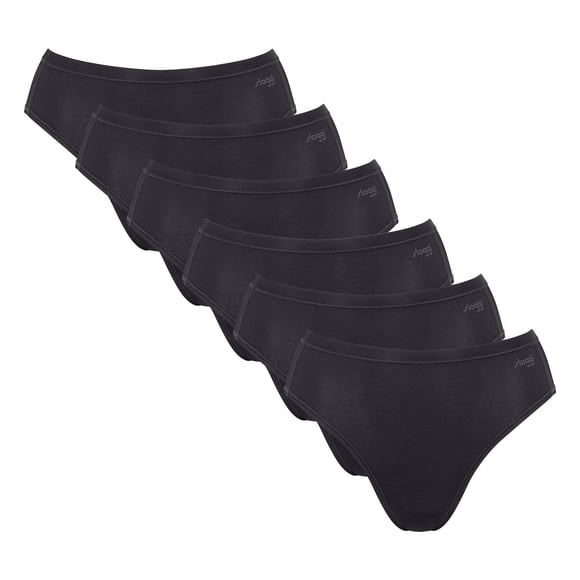 Sloggi Calzoncillos Tai mujer, pack de 6 - GO Daily Cotton Tai 6P, calzoncillos, algodón elástico Negro XS (X-Small)