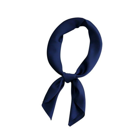 Xfvqtps Womens Silk Scarf Solid Color Elegant Professional Fashion Versatile Multi Functional Smooth Soft Breathable Spring and Summer Square Scarf Navy