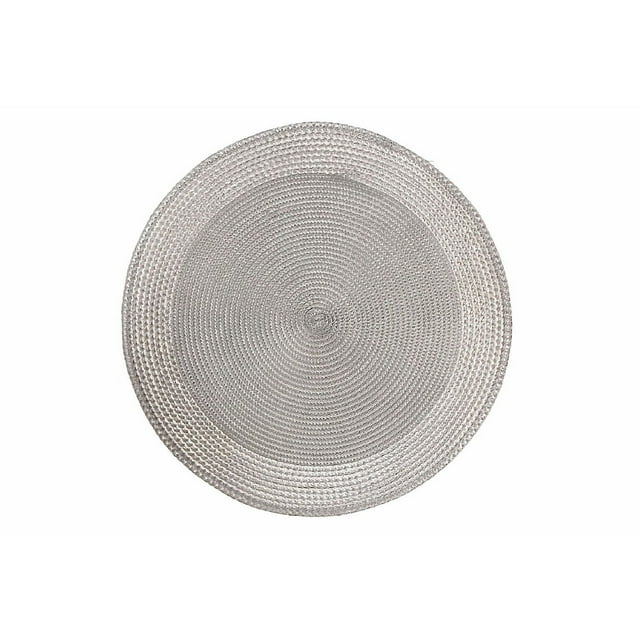 Vinyle Round Napperon Avec Border (Argent) - Set of 12