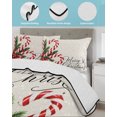 thumbnail image 3 of Quilt King Size Bedding Set, Christmas Reversible Summer Quilt 3 Pieces, Xmas Canes Berries Pine Cone Vintage Beige Lightweight Bedspreads Coverlets with 2 Pillow Shams for All Seasons, 3 of 5