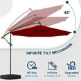 thumbnail image 4 of 10ft Patio Umbrella with Base Included, Outdoor Offset Cantilever Umbrella, Infinite Tilt, UV Protection for Backyard, Lawn, Garden & Pool, Burgundy, 4 of 6