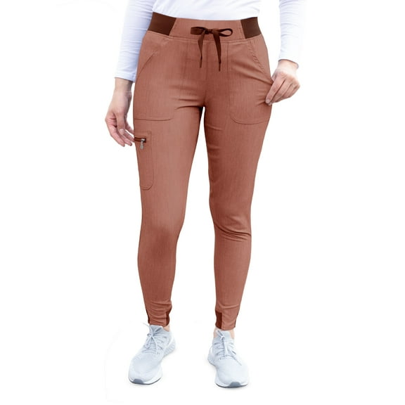 Adar Pro Scrubs For Women - Ultimate Yoga Jogger Scrub Pants - P7104T - Heather Coffee - 3X