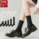 thumbnail image 1 of Calcetines de tubo medio de algodón 95%, calcetines de mujer de algodón puro para primavera y otoño, medias de algodón peinado de color sólido para otoño e invierno, calcetines desodorante, 1 of 4