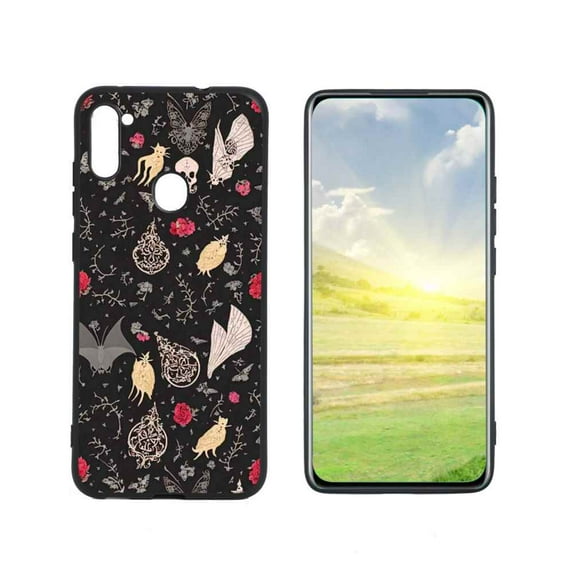 Compatible with Samsung Galaxy A11 Phone Case, Magical-black-cats-Witchy-Skulls-6 Case Silicone Protective for Teen Girl Boy Case for Samsung Galaxy A11