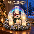 thumbnail image 3 of Christmas Lighted Centerpiece with Flameless Candle Glow, Christmas Indoor Decorations Multi Faceted Acrylic Tubes Emitting Soft Yellow Glow, 3 of 6