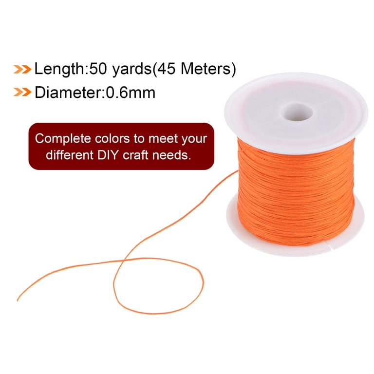 3 Rolls Nylon Beading Thread Knotting Cord 0.6mm 50 Yards Braided Nylon  Crafting Satin String, Bright Orange