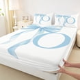 thumbnail image 4 of Erosebridal Blue Bowknot Queen Sheet Sets for Girls, Monogrammed O Bed Set, 4pcs, 1 Flat Sheet, 1 Fitted Sheet and 2 Pillowcases, 4 of 5