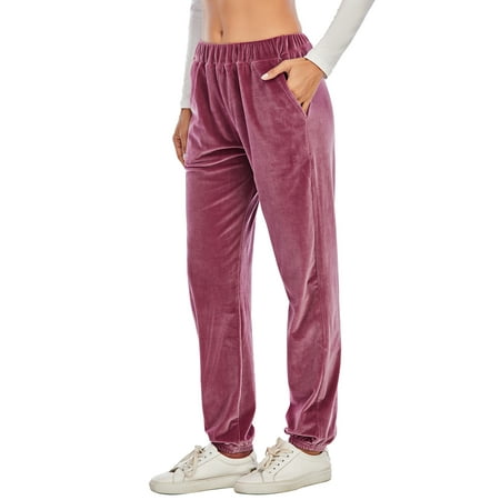 Women Velvet Pants Jogger Pants Velvet Pajama Pants Soft Velvet High ...