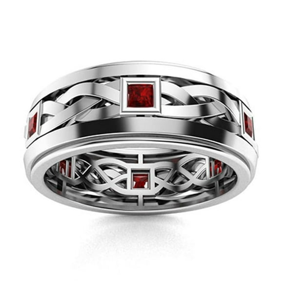 Mooneye 2mm Square Cut Garnet 925 Sterling Silver Women Valentines Day Gift Ring