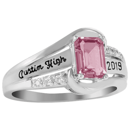 Personalized Emerald Fashion Class Ring in Valadium Stainless Steel, Silver Plus or 10K/14 Gold or White Gold