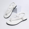 thumbnail image 5 of HomeDM Women's Flat Thong Sandals Strappy Open Toe Elastic Ankle Strap Flip Flops Summer Beach Sandals, White Size 9.5, 5 of 9