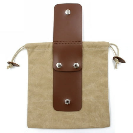 

PU Leather Bushcraft Waist Bag With Cover & Buckle Foldable Heavy Duty Tool Pouch With Drawstring for Outdoor Camping