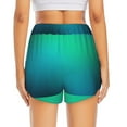 thumbnail image 4 of Haiem Green Turquoise Teal Women's 2 in 1 Running Shorts - Lightweight Athletic Workout Gym Yoga Breathable Sports Shorts Liner with Phone Pockets-X-Large, 4 of 9