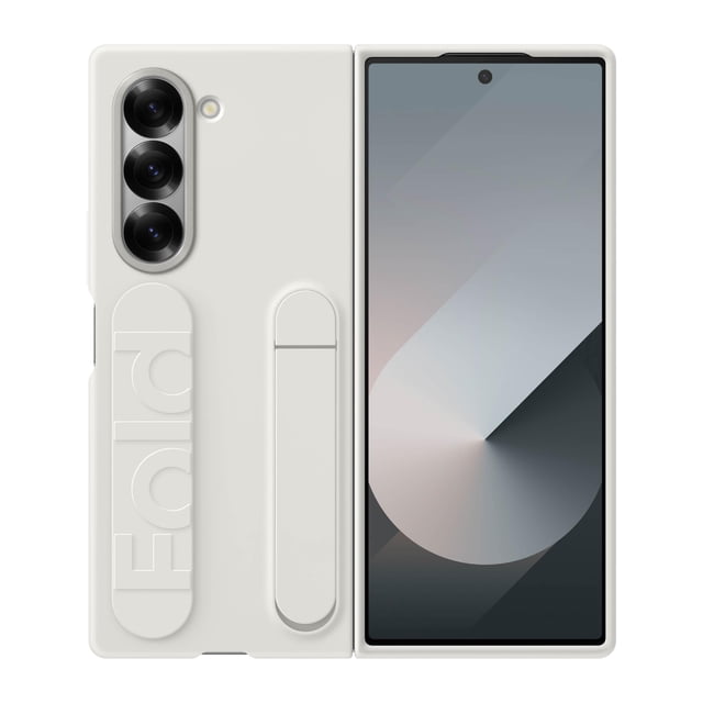 Funda de silicona para Samsung Galaxy Z Fold 6 con soporte, color blanco