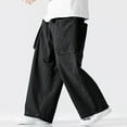 thumbnail image 7 of Men's Jeans Leg Baggy Jeans Fashion Solid Color Casual Lace Up Loose Sports Jeans Full Length Pants Black 3XL Jeans for Men, 7 of 7