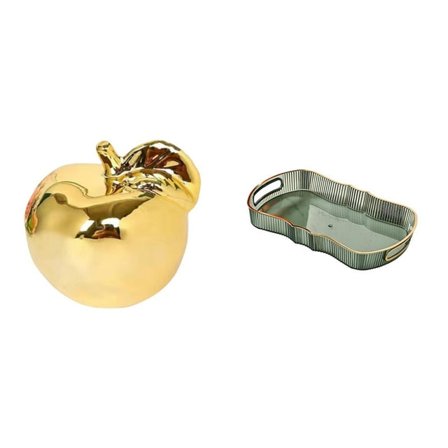 Estatua decorativa,Escultura de frutas para decoración del hogar para escritorio interior.,Figura de cerámica para escritorio,Bandeja de almacenamiento,Bandeja rectangular para servir frutas