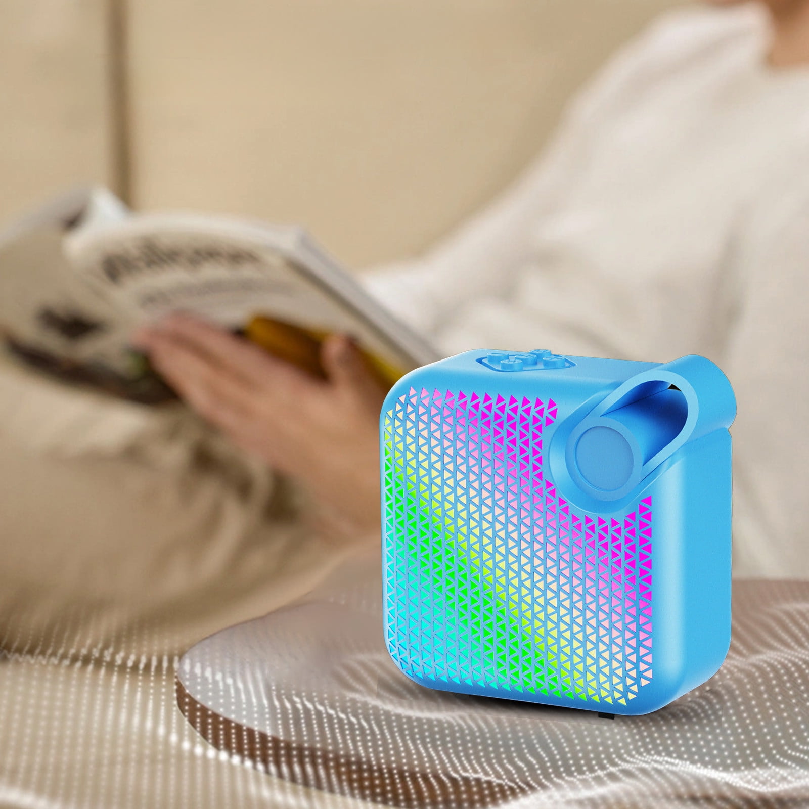 LACKUST RGB Bluetooth Speaker 5.3, Low Latency Wireless Desktop Speaker with Colorful LED Lights, Long Battery Life, Room-Filling Sound for Gaming/Party - Blue