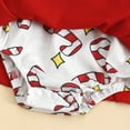 thumbnail image 4 of Pandaie Baby Girl Christmas Romper Newborn Santa Deer Jumpsuit Dress Infant Cute Ruffle Outfits Clothes with Headband Red 3-6 Months, 4 of 5