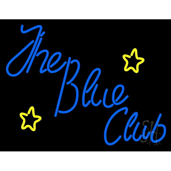 The Blue Club LED Neon Sign 24 x 31 - inches, Clear Edge Cut Acrylic Backing, with Dimmer - Bright and Premium built indoor LED Neon Sign for Bar decor.